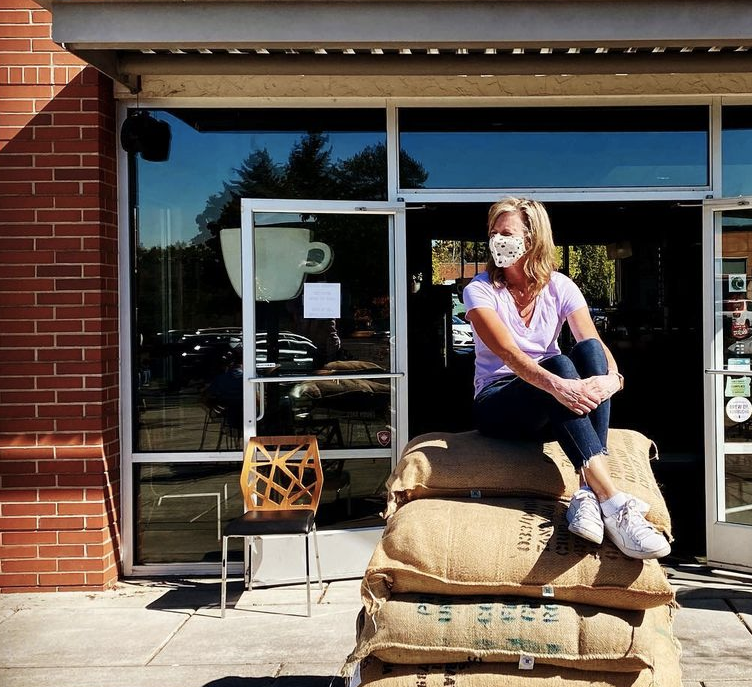 Brenda Enyart outside Sauvie Island Coffee Company